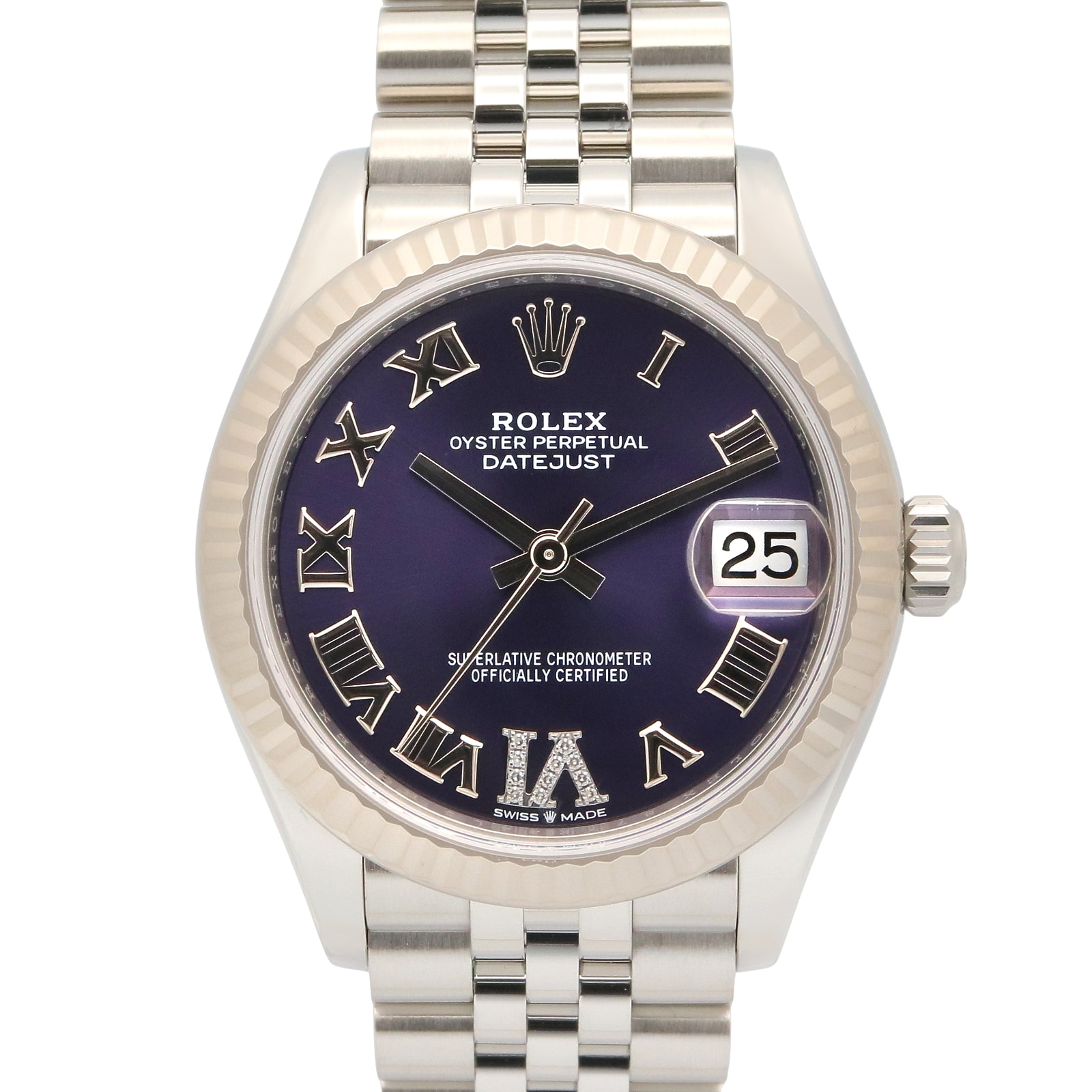 ロレックス ROLEX デイトジャスト VIダイヤ ランダム番 腕時計 時計 K18WG(ホワイトゴールド) ステンレススチール ダイヤモンド ボーイズ ブルー系 オーベルジーヌ/ローマ 278274 【中古】