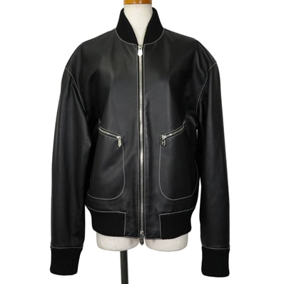 HERMES エルメス ライダースジャケット メンズ ブルゾン ノーカラー アンプラント ステッチ 黒 (ブラック) ヴォースポール #48 シルバー金具 H653320HD 新品未使用