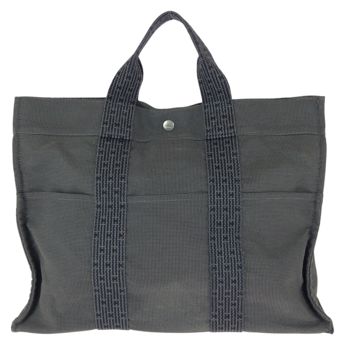 HERMES エルメス エールライン MM グレー シルバー金具 キャンバス トートバッグ 男女兼用 600836 【中古】