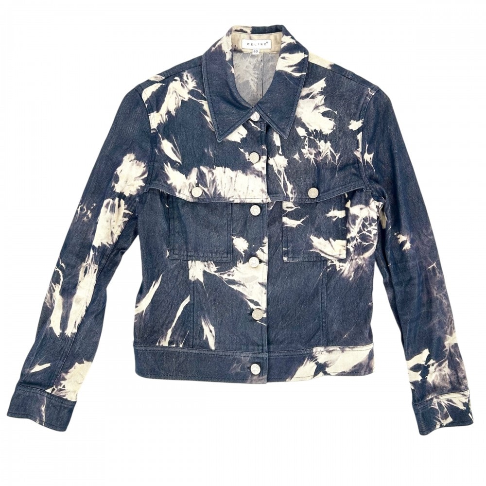 CELINE セリーヌ 長袖シャツ ショート丈ウエスタンシャツ トップス アパレル デニム 服 40 インディゴ シルバー金具 コットン シルク メンズ 春【中古品】