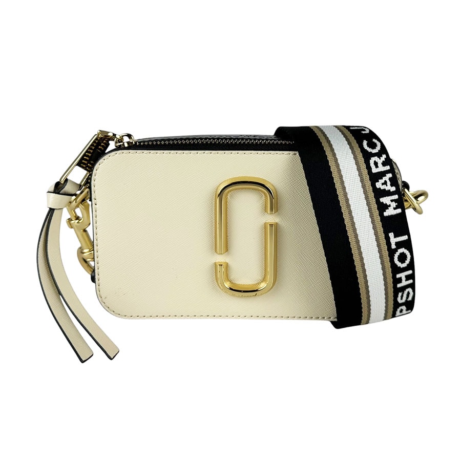 マークジェイコブス MARC JACOBS ショルダーバッグ スナップショット PVCコーティングキャンバス アイボリー/ブラック レディース【中古】 z11034