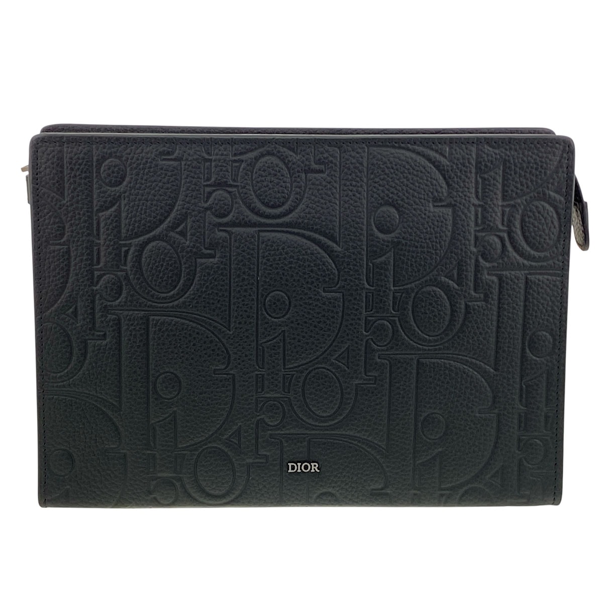 Dior ディオール A5 トライアングル ポーチ クラッチバッグ 2ESCA483LLG_H00N レザー ブラック 【中古】