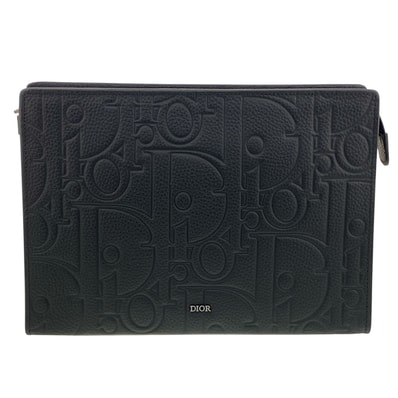 Dior ディオール A5 トライアングル ポーチ クラッチバッグ 2ESCA483LLG_H00N レザー ブラック 【中古】