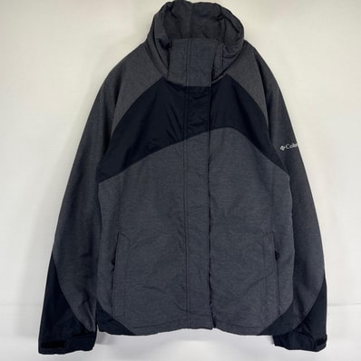 古着 コロンビア Columbia ナイロンジャケット フルジップ ワンポイントロゴ刺繍 アウトドア M ブラック レディース
