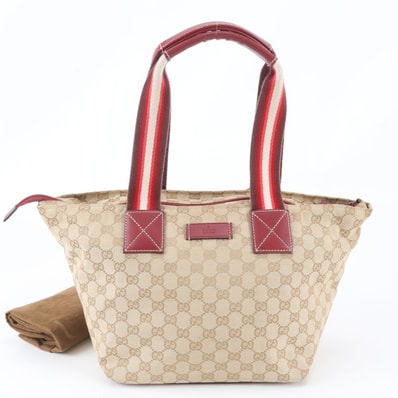 グッチ GGキャンバス 131230 トート バッグ レザー×キャンバス