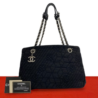 CHANEL シャネル カメリア キャンバス レザー ショルダーバッグ ブラック
f3029
