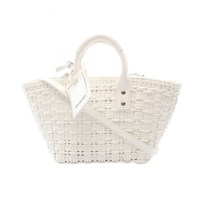 バレンシアガ BALENCIAGA BISTRO XS ビストロ バスケットバッグ 2WAY トートバッグ バッグ エナメル レディース ホワイト系 671342 【中古】