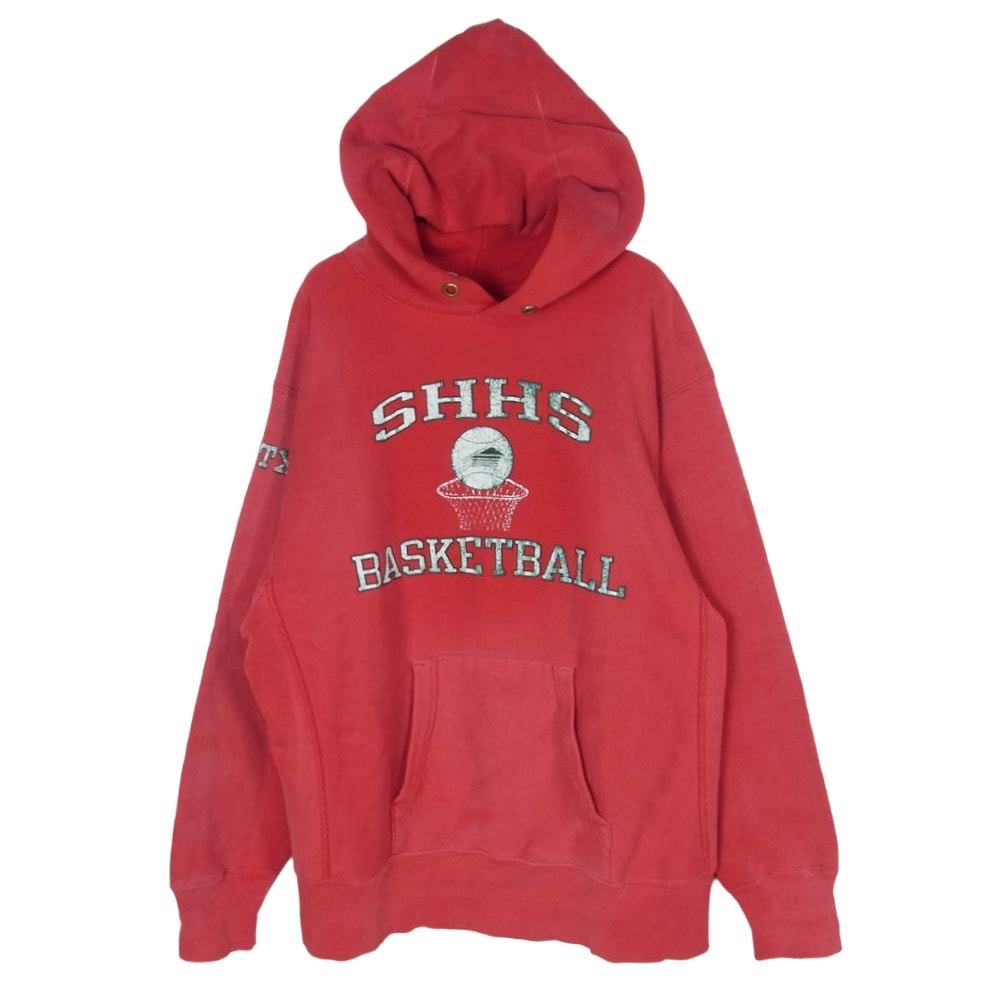 Champion チャンピオン パーカー 80s トリコタグ リバースウィーブ プリント スウェット パーカー レッド系 L【中古】