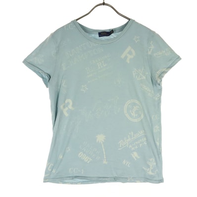 POLO RALPH LAUREN ポロラルフローレン ロゴ総柄 半袖 Tシャツ M ブルー系