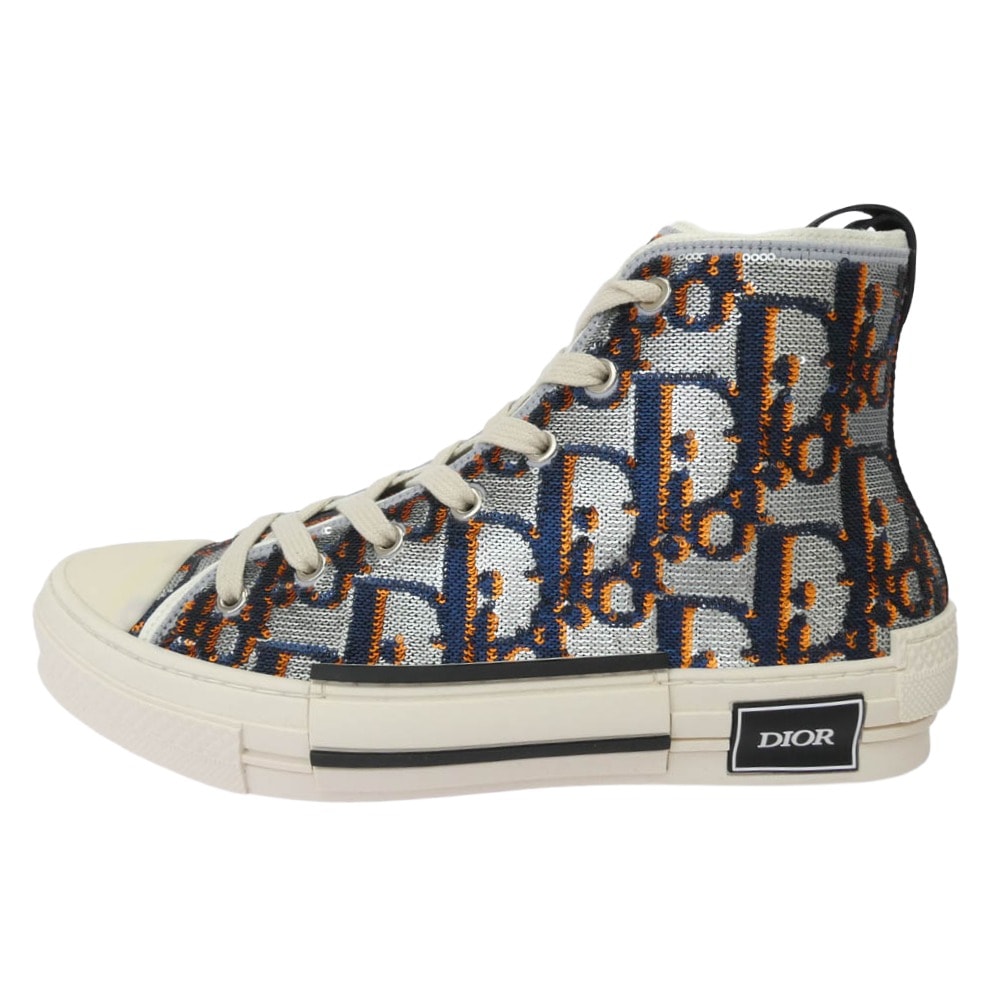Christian Dior クリスチャンディオール スニーカー 3SH129Z0Y B23 オブリーク ロゴ 総柄 ハイカット スニーカー シルバー系 41【極上美品】【中古】