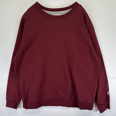 古着 チャンピオン Champion スウェット トレーナー ワンポイントロゴ クルーネック 大きいサイズ バーガンディ 2XL ワインレッド系 メンズ