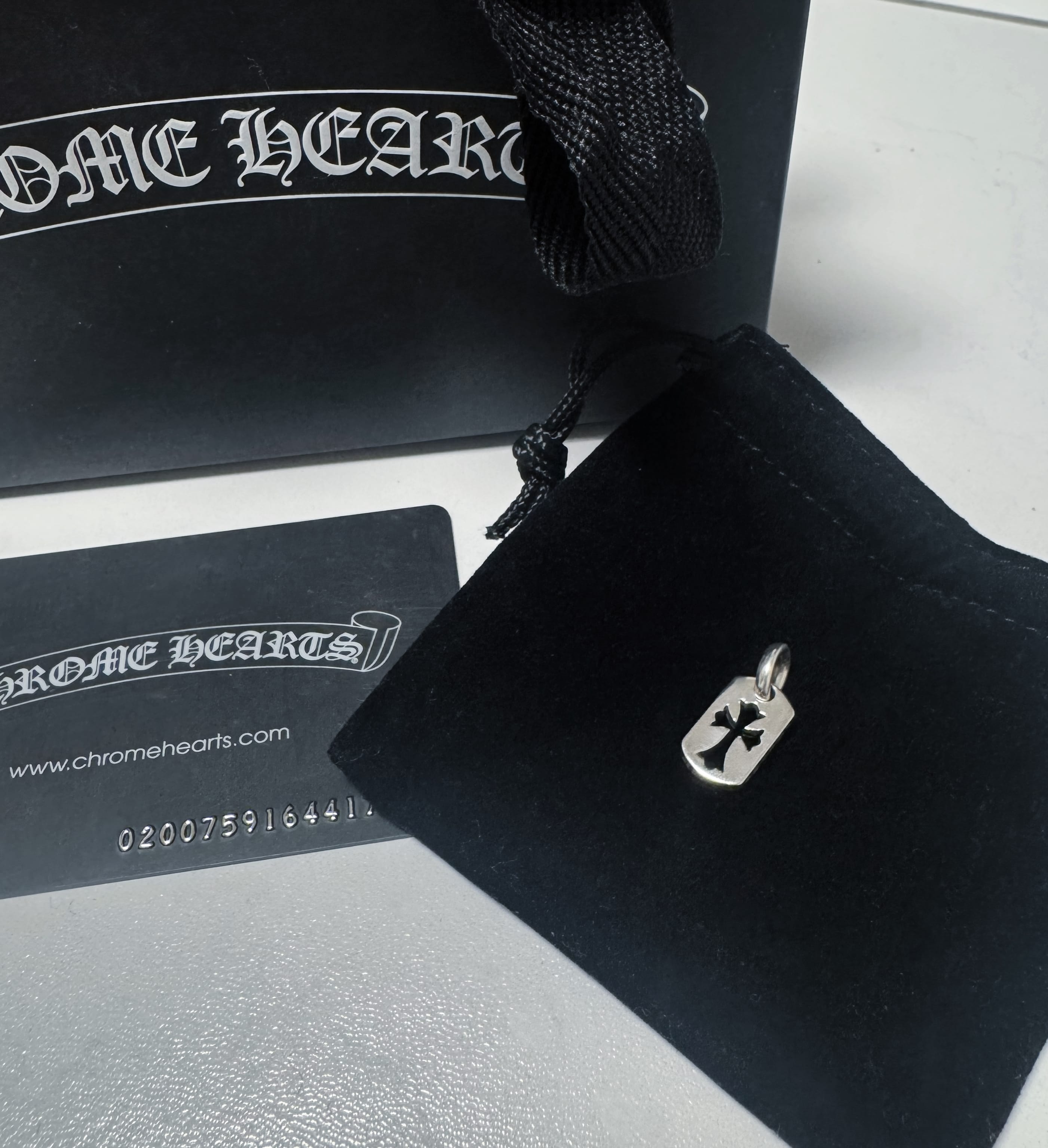Chrome Hearts Tiny Cutout Cross Dog Tag Charm "Silver"