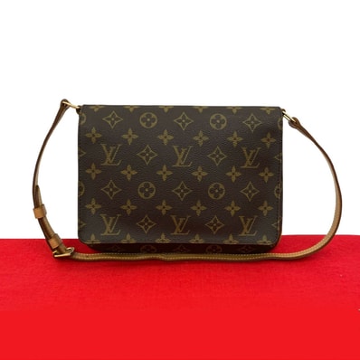 LOUIS VUITTON ルイヴィトン ミュゼット タンゴ モノグラム レザー PVC ショルダーバッグ ブラウン
253-7