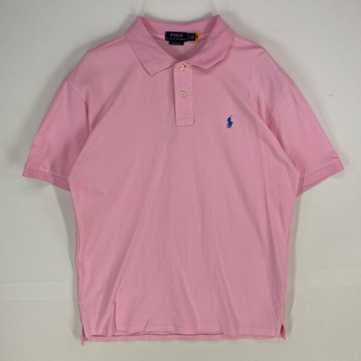 古着 ポロ・ラルフローレン POLO RALPH LAUREN 半袖シャツ 刺繍ロゴ ワンポイント ポロシャツ 2XL ピンク系 メンズ