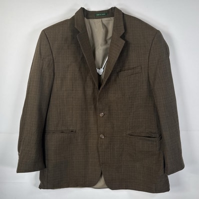 古着 ラルフローレン RALPH LAUREN テーラードジャケット ウール ブレザー スーツ 44R ブラウン系 チェック メンズ