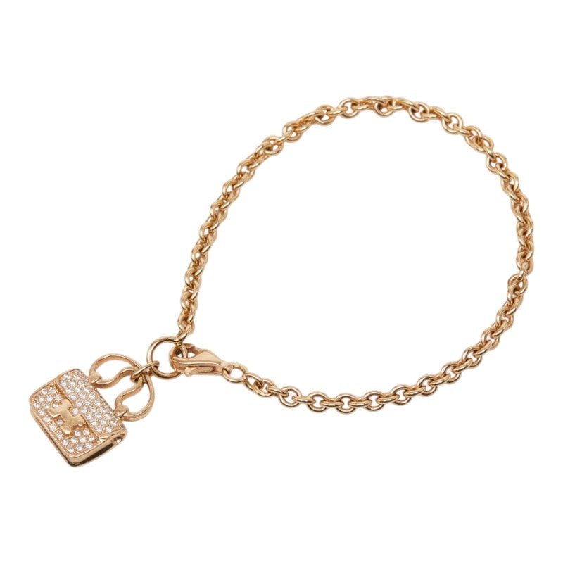 エルメス K18PG ピンクゴールド 750 ダイヤ0.58ct アミュレット コンスタンス ST ブレスレット レディース HERMES 中古