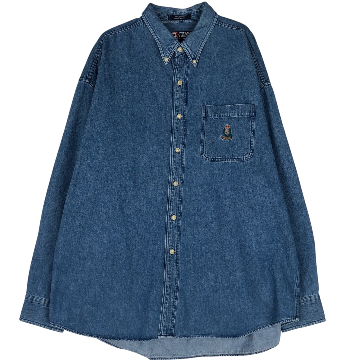 古着 90年代 ラルフローレン Ralph Lauren CHAPS チャップス 長袖 ボタンダウンデニムシャツ メンズXL相当 ヴィンテージ/eaa663274