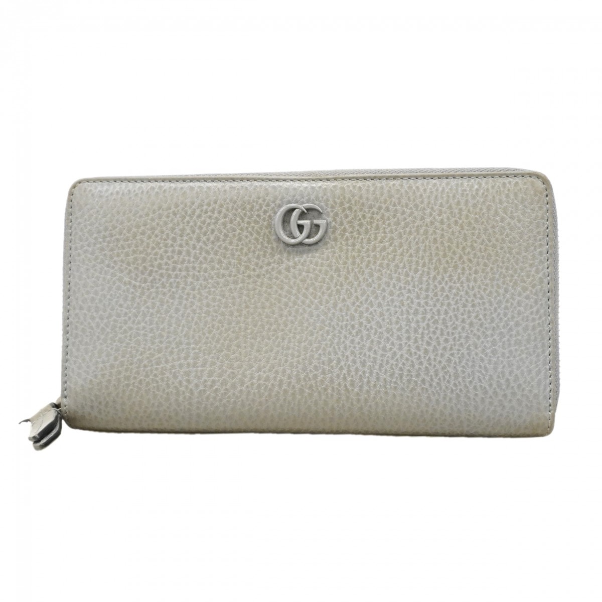 【6dd5428-k】グッチ 長財布 GGマーモント 456117 レザー グレー シルバー金具【中古】レディース