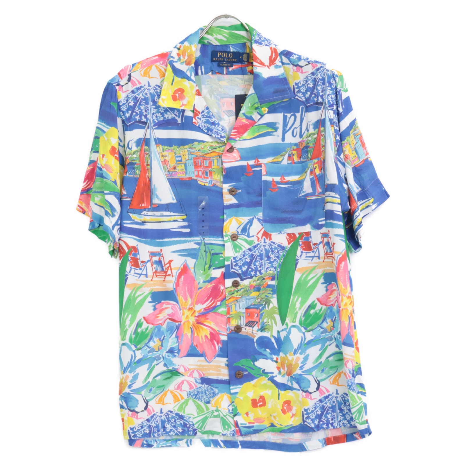 ポロ ラルフローレン 【新品同様/国内正規】Clady1pksss-short Sleeve sport Shirt 総柄 半袖アロハシャツ/ M