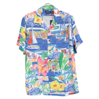 ポロ ラルフローレン 【新品同様/国内正規】Clady1pksss-short Sleeve sport Shirt 総柄 半袖アロハシャツ/ M