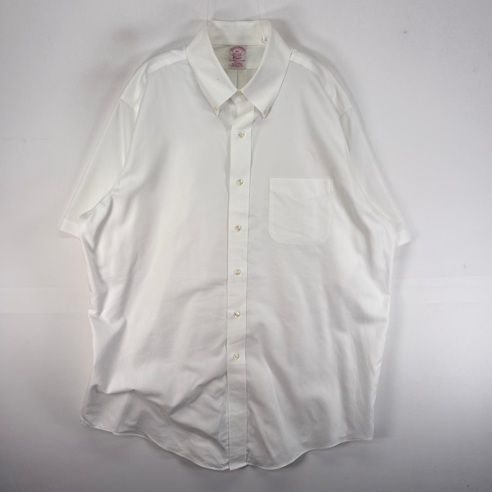 古着 ブルックスブラザーズ Brooks Brothers 半袖シャツ 胸ポケ CLASSIC 1818 L  ホワイト系 無地 メンズ