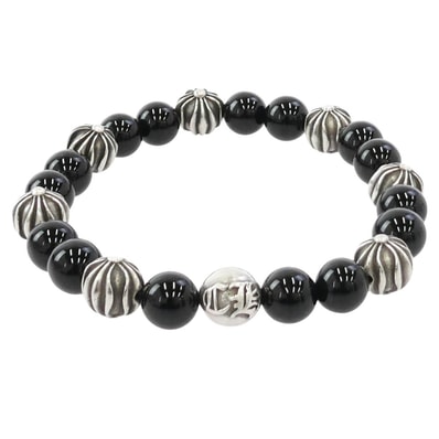Chrome Hearts BEAD 8 Silver Elements Bead Bracelet "Black/Silver"