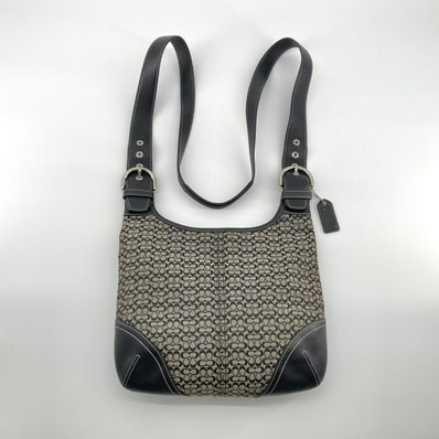 COACH(コーチ) ミニシグネチャー レザー 6386 ショルダーバッグ ブラック×グレー