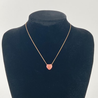 TIFFANY&Co.(ティファニー) チェーン クロス ハート ロードクロサイト 14K ネックレス イエローゴールド/ピンク