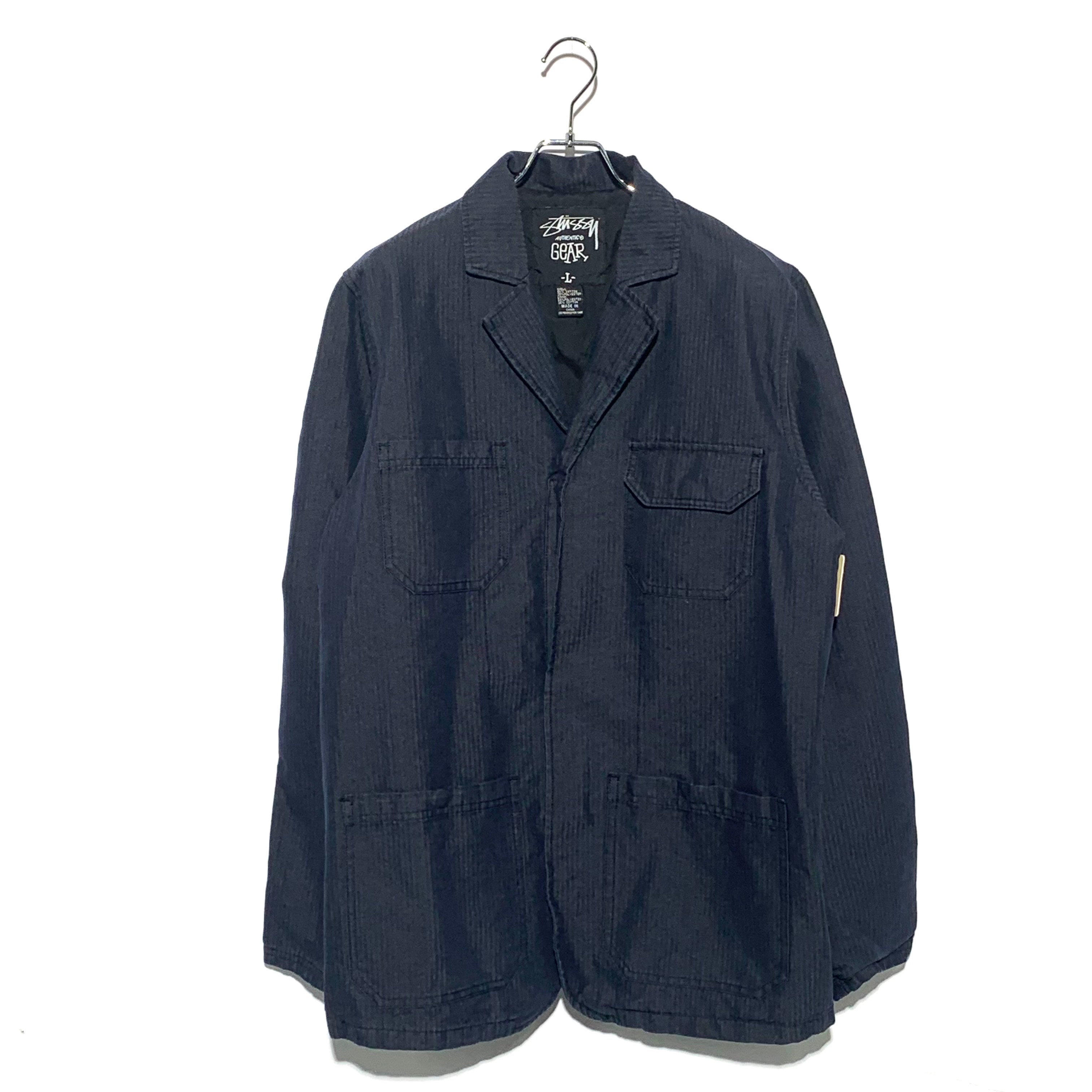 STUSSY HERRING BONE COTTON JACKET Navy