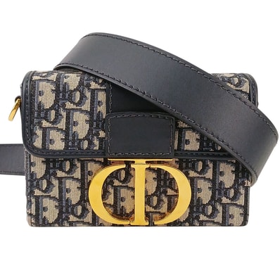 Christian Dior クリスチャンディオール 30 MONTAIGNE モンテーニュ オブリーク ショルダーバッグ ネイビー 【中古】