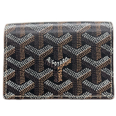 GOYARD 展示品級 美品 ゴヤール マルゼルブ 名刺入れ カードケース ヘリンボーン PVC レザー ブラック ブラウン 箱付属 プレゼント ギフト SAランク 中古 鑑定済 ゴヤール財布