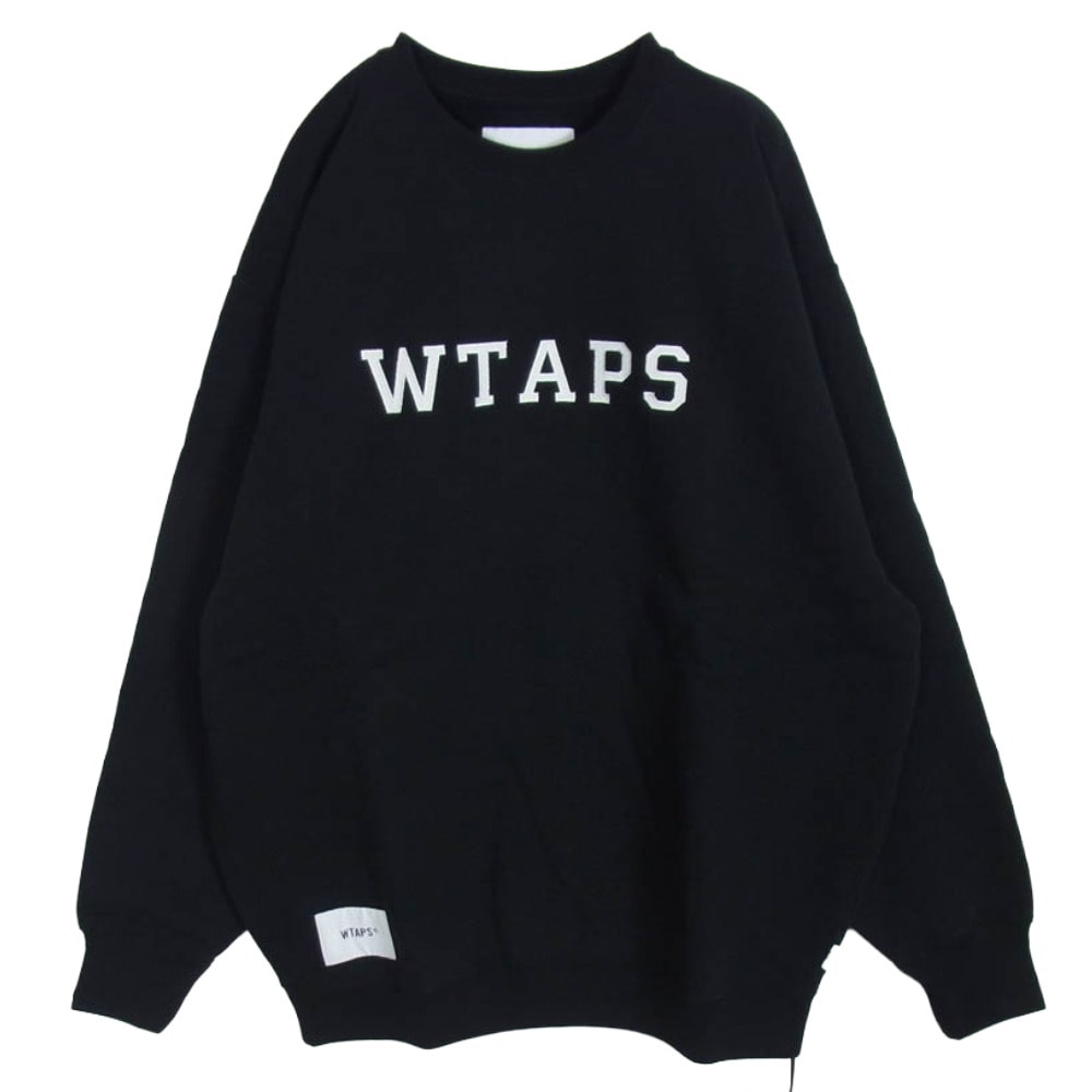 WTAPS ダブルタップス スウェット 24SS 241ATDT-CSM03 ACADEMY SWEATER COTTON COLLEGE アカデミー セーター ロゴ コットン カレッジ スウェット トレーナー ブラック系 3【新古品】【未使用】【中古】