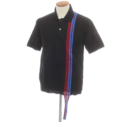 【中古】コムデギャルソン オムドゥ COMME des GARCONS HOMME DEUX 2025年春夏 アクリルウール 半袖 ポロニット ブラック【サイズM】【メンズ】
