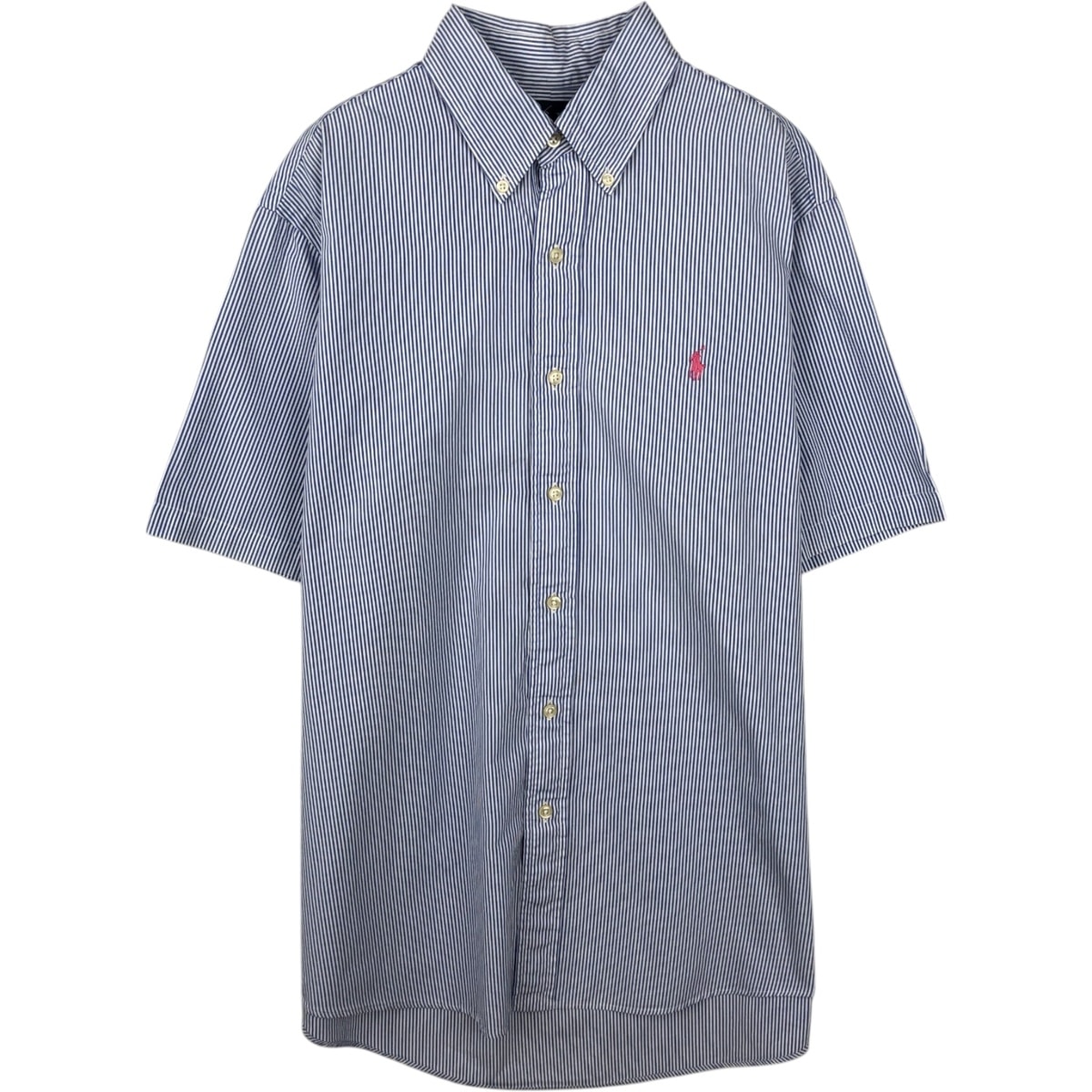 古着 ラルフローレン Ralph Lauren CUSTOM FIT 半袖 ボタンダウン ストライプシャツ メンズL相当/eaa644817