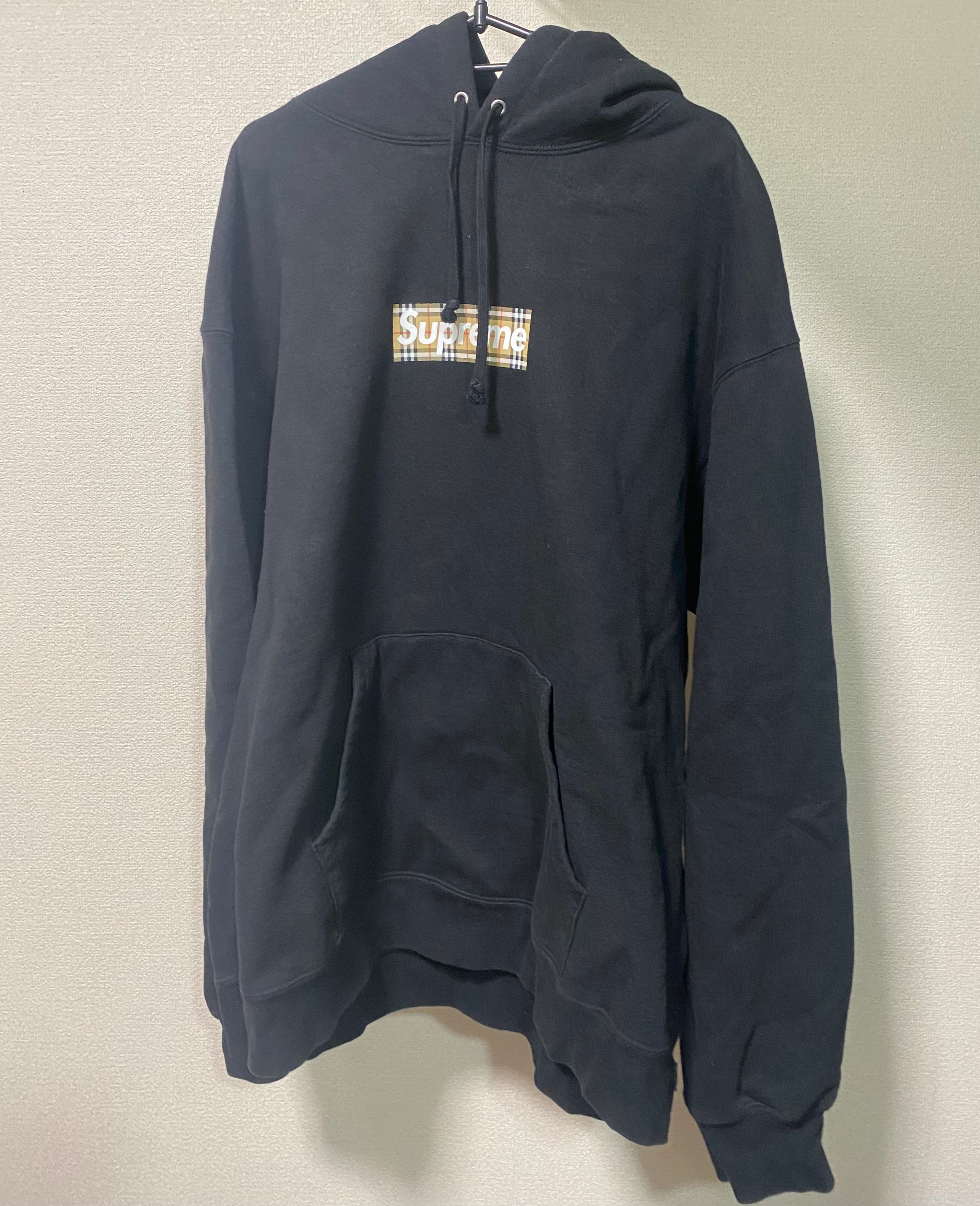 Supreme / Burberry Box Logo Hooded Sweatshirt "Black"