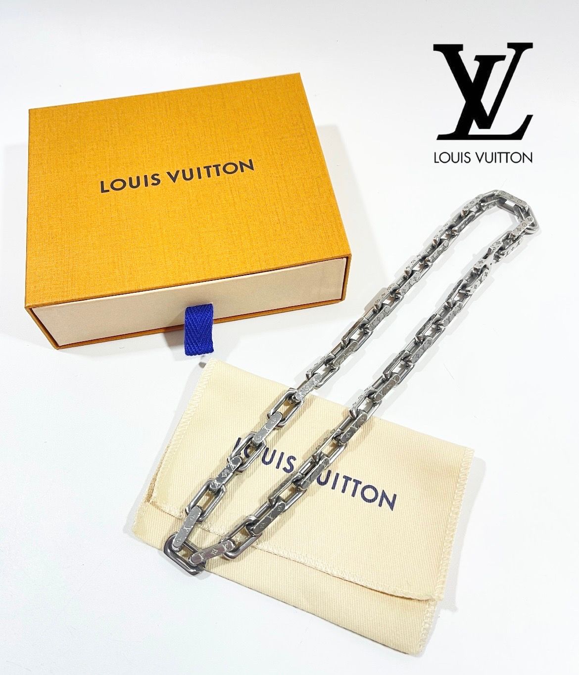 Louis Vuitton Monogram Chain Necklace "Silver"