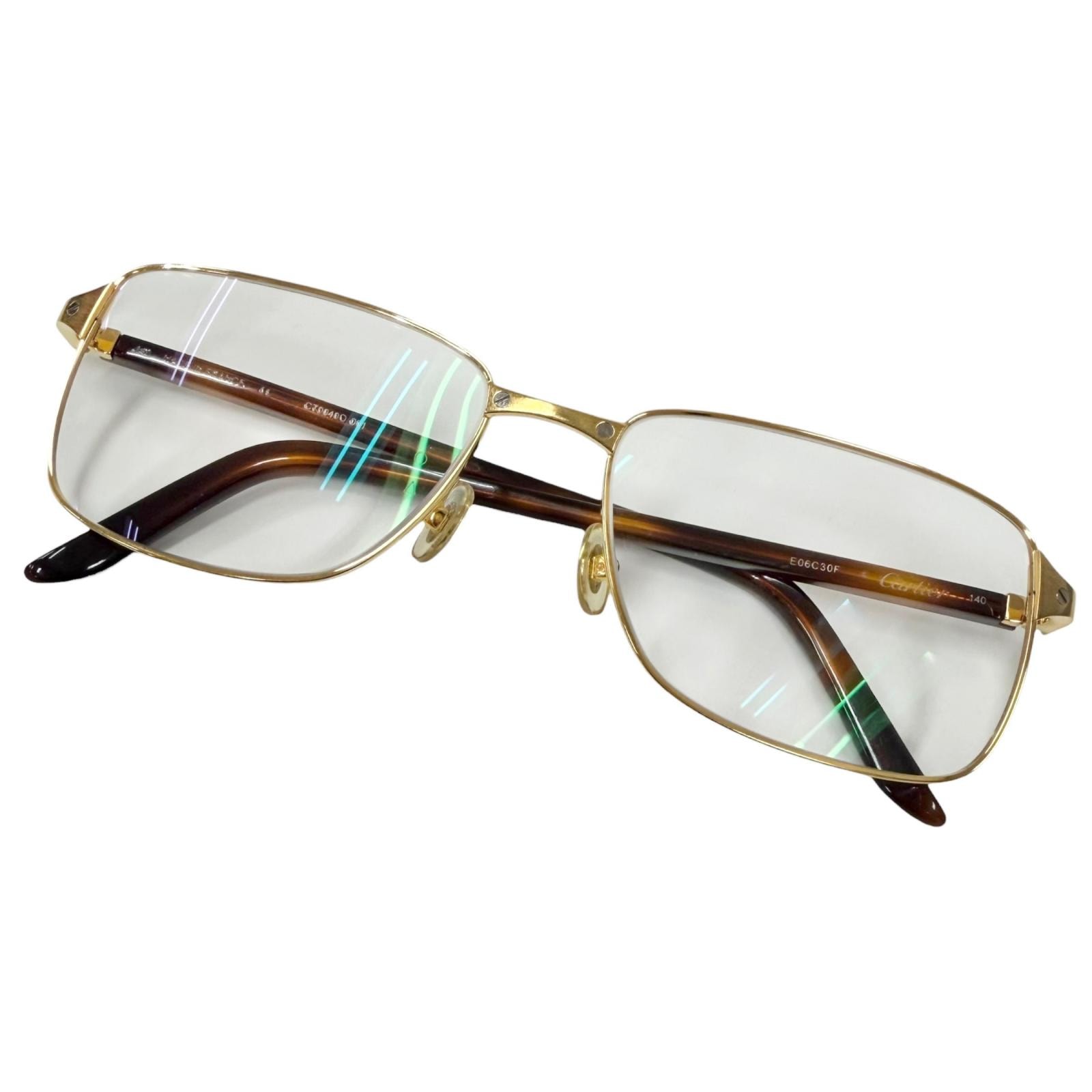 美品 カルティエ メガネ ゴールド 55□16-140 CT0040O-001