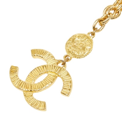 シャネル ココマーク コスチュームジュエリー コインプレート ネックレス ペンダント ゴールド メッキ レディース CHANEL 中古