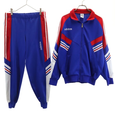 adidas アディダス 90s オールド トラックジャケット 上下セットアップ L ブルー デサント ジャージ