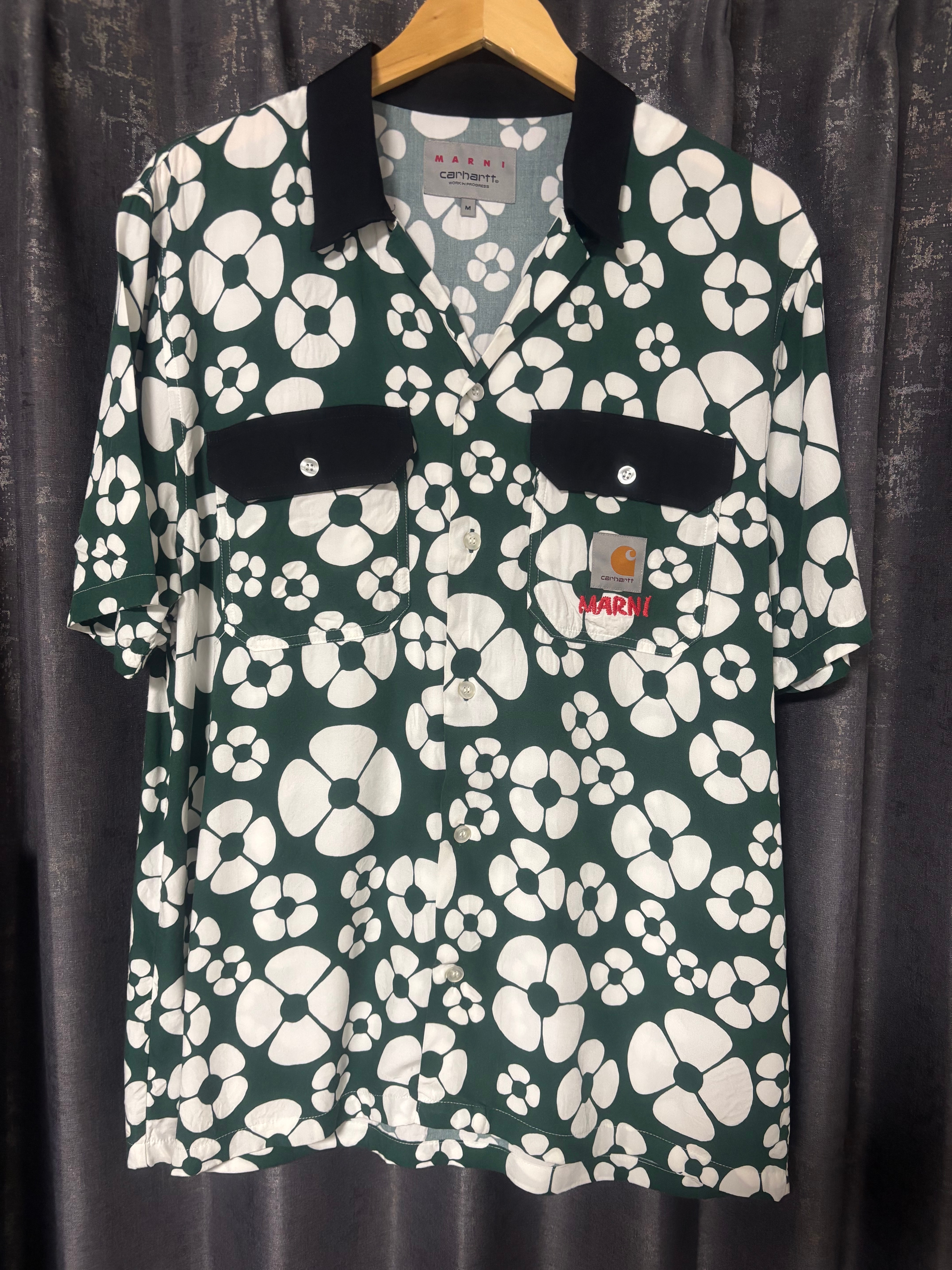 Marni x Carhartt WIP Green Short-Sleeved Floral Shirt "Forest Green"