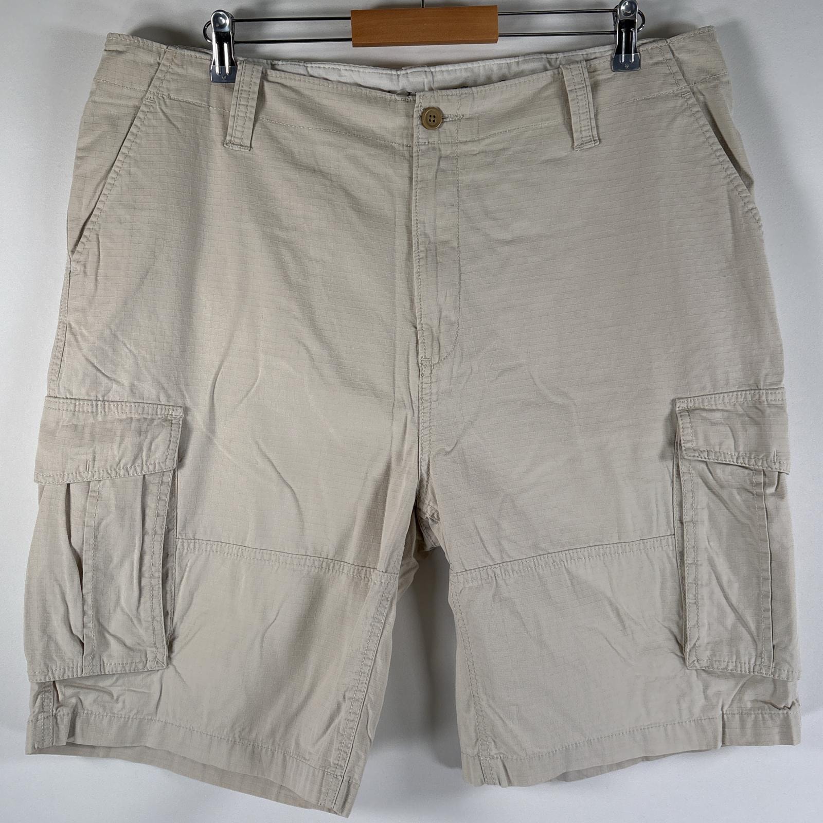 古着 ノーティカ NAUTICA ショートパンツ カーゴショーツ カーゴパンツ ハーフパンツ 大きいサイズ ワンポイントロゴ刺繍 w38  ホワイト系 メンズ