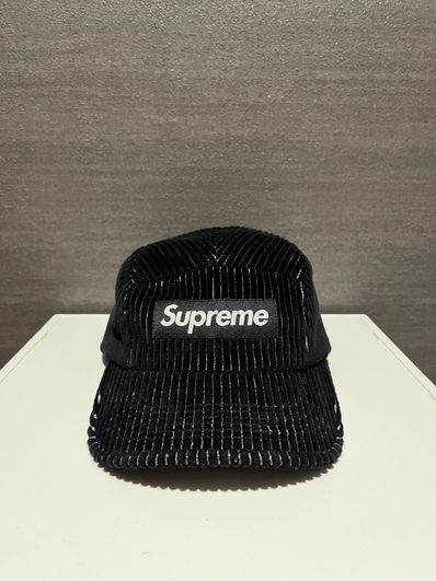Supreme 2-Tone Corduroy Camp Cap "Black"