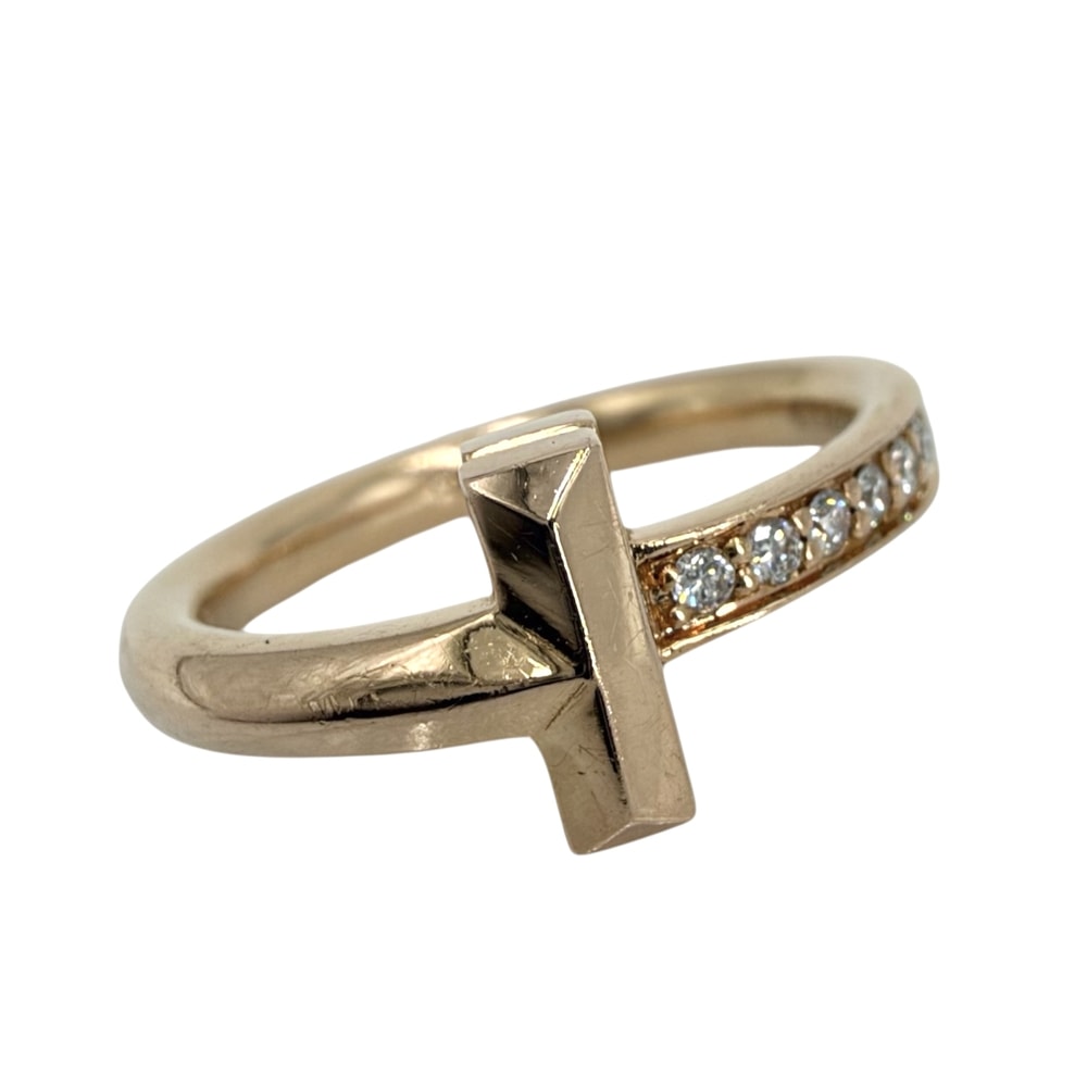 TIFFANY&Co. ティファニー 指輪 ティファニーT Tワン ナロー ジュエリー アクセサリー 18金PG Au750 K18ピンクゴールド ダイヤモンド 約5.5号 レディース 約3.7g【中古品】