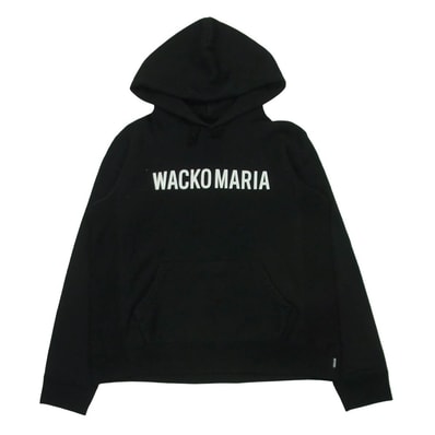 WACKO MARIA ワコマリア フロント ロゴ プリント プルオーバー パーカー フーディー コットン 日本製 ブラック系 L【中古】