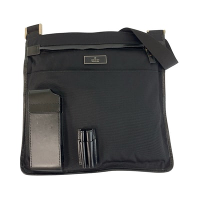 GUCCI グッチ ブラック 黒 シルバー金具 ナイロン レザー/ ショルダーバッグ メッセンジャーバッグ 506427 【中古】