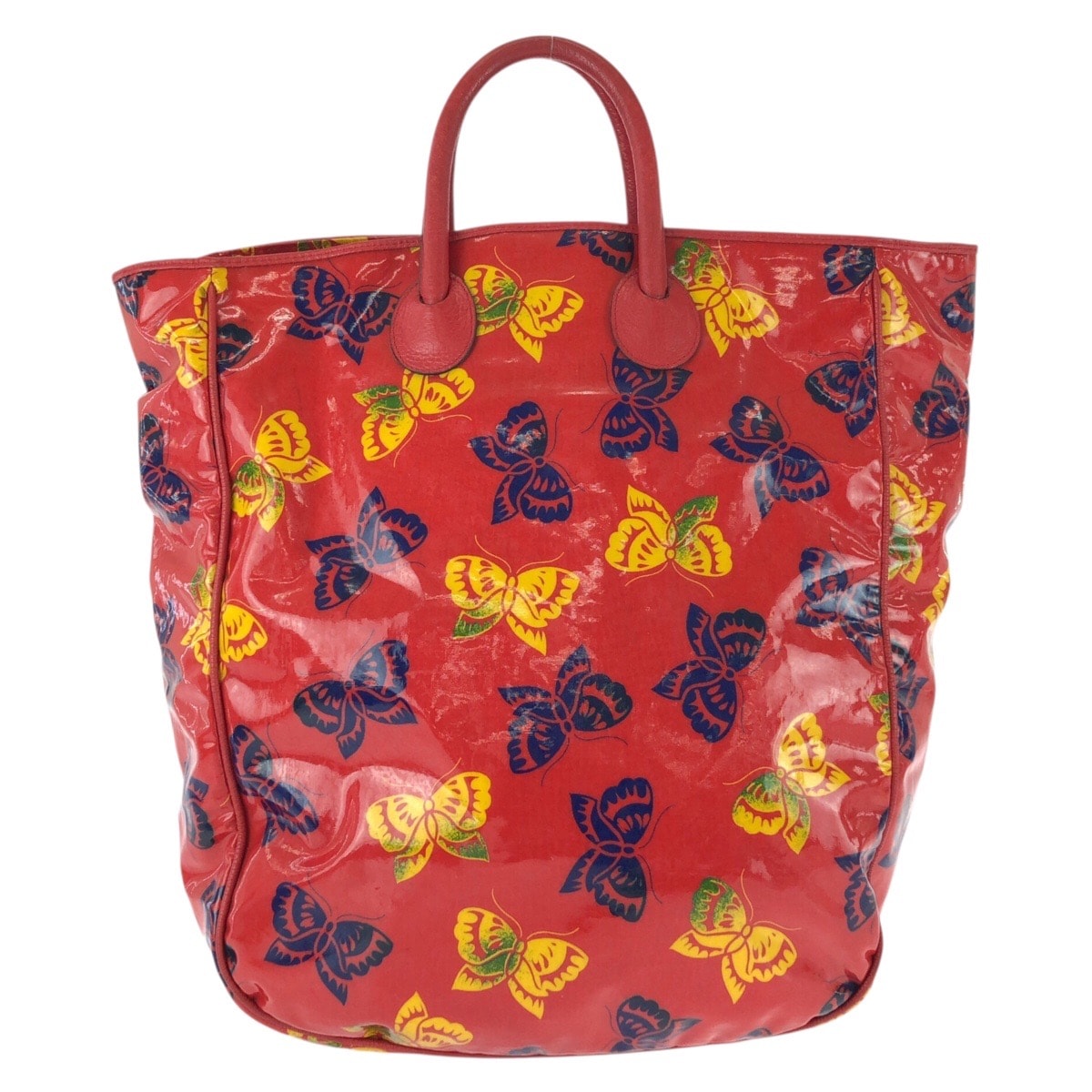 美品 BOTTEGAVENETA ボッテガヴェネタ ヴィンテージ バタフライ レッド マルチカラー パテントレザー トートバッグ 603741 【中古】