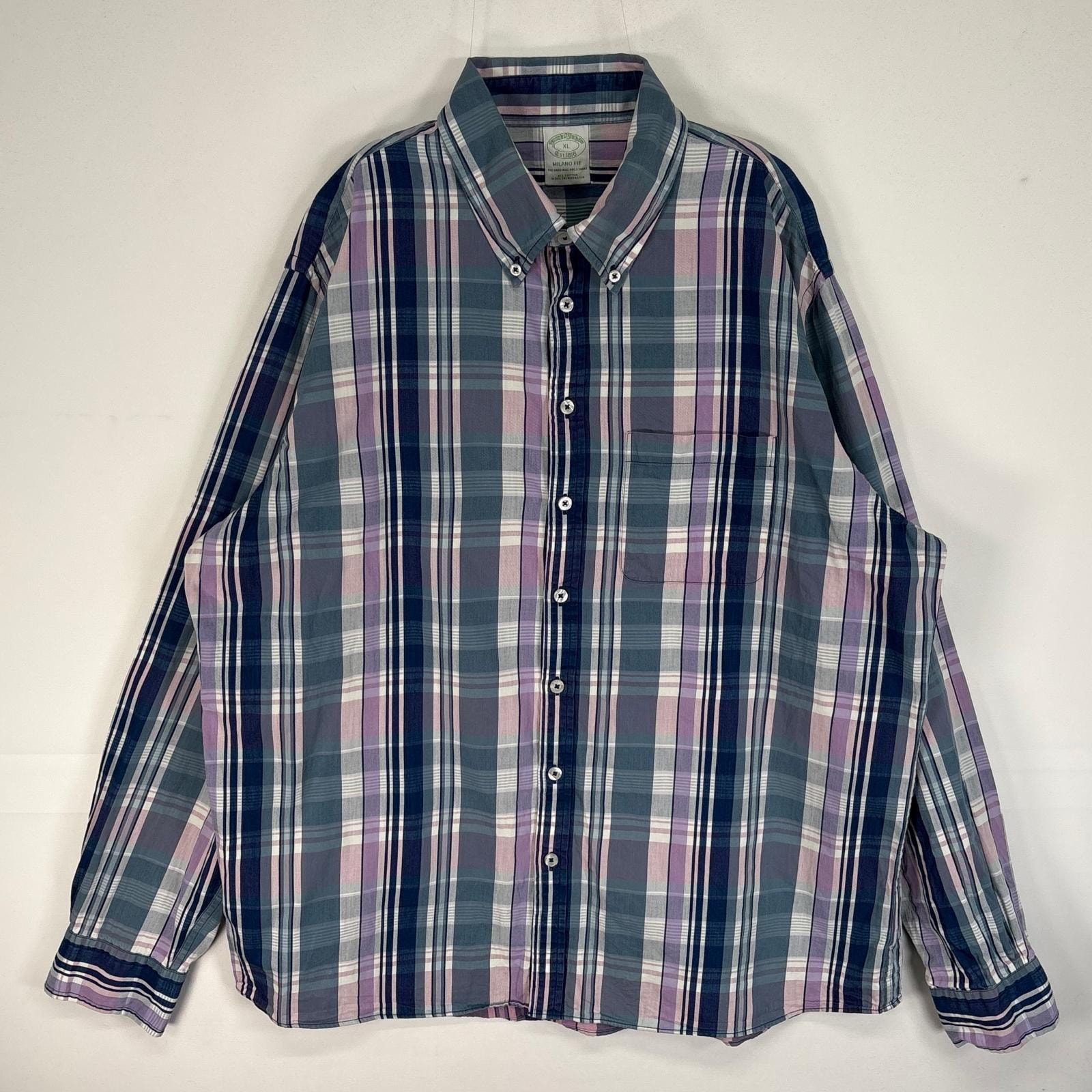 古着 ブルックスブラザーズ Brooks Brothers 長袖シャツ チェック 1818 MILANO XL  ブルー系 マルチカラー メンズ