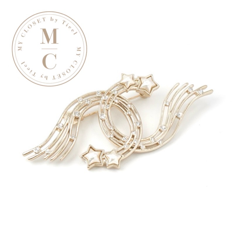 シャネル CHANEL ブローチ コサージュ ゴールド ココマーク 星 スター ラインストーン