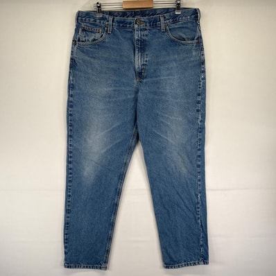 古着 カーハート Carhartt デニム パンツ Gパン ワンポイント 5ポケ 大きいサイズ テーパード W38 L32 ブルー系 メンズ