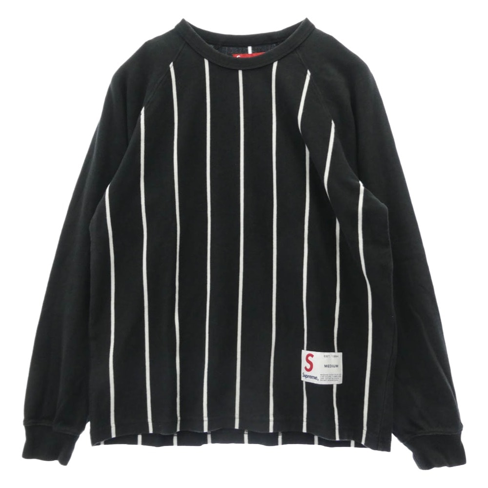 Supreme シュプリーム カットソー 24AW Stripe Raglan L/S Top ストライプ ラグラン ロングスリーブ トップ 長袖 カットソー ブラック系 M【中古】